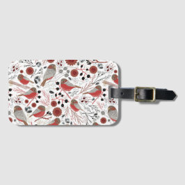 《鳥》アメリカゴガラの赤いグレーパターン ラゲッジタグ