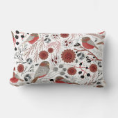 《鳥》アメリカゴガラの赤いグレーパターン ランバークッション (正面)