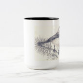 《鳥》アメリカゴガラの鉛筆のスケッチのコーヒーのマグ ツートーンマグカップ (中央)
