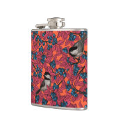 《鳥》アメリカゴガラの鳥のオレンジのブルーベリーの枝 フラスク (左)