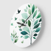 《鳥》アメリカゴガラウォールクロック、10インチの天然木枠 ラージ壁時計 (傾斜)