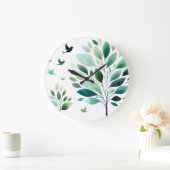 《鳥》アメリカゴガラウォールクロック、10インチの天然木枠 ラージ壁時計 (ホーム)