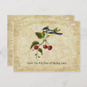 《鳥》アメリカゴガラオンさくらんぼブランチレシピカード ポストカード (正面/裏面)
