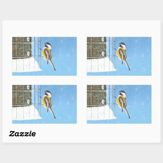 《鳥》アメリカゴガラオン絵画フィーダー – Bird Artオリジナル 長方形シール (シート)