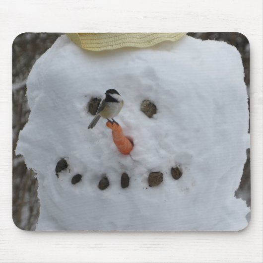 《鳥》アメリカゴガラオン雪だるまニンジン鼻 マウスパッド (正面)