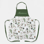 《鳥》アメリカゴガラバーズベリー&ピネコーンウォーター色 エプロン (正面)