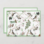 《鳥》アメリカゴガラバーズベリー&ピネコーンウォーター色 シーズンポストカード (正面/裏面)