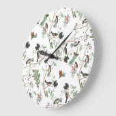 《鳥》アメリカゴガラバーズベリー&ピネコーンウォーター色 ラージ壁時計 (傾斜)