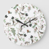 《鳥》アメリカゴガラバーズベリー&ピネコーンウォーター色 ラージ壁時計 (正面)