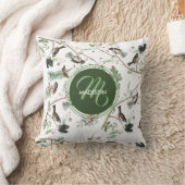 《鳥》アメリカゴガラバーズベリー&ピネコーンモノグラムの クッション (ブランケット)