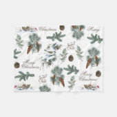 《鳥》アメリカゴガラバードエバーグリーンメリークリスマスフランスの フリースブランケット (正面(横))