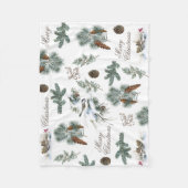 《鳥》アメリカゴガラバードエバーグリーンメリークリスマスフランスの フリースブランケット (正面)