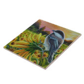 《鳥》アメリカゴガラバードサンフラワーズファームウォーターカラーアート タイル (側面)