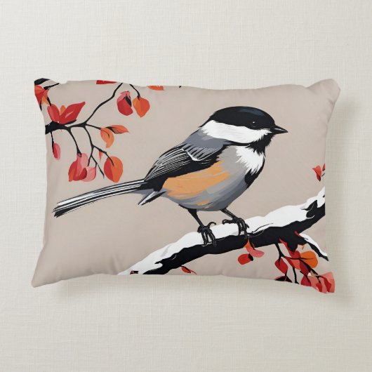 《鳥》アメリカゴガラバードツリー自然アートオレンジ離れ色 アクセントクッション (裏面)