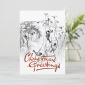 《鳥》アメリカゴガラバードヴィンテージスケッチクリスマスグリーティング シーズンカード (スタンド正面)