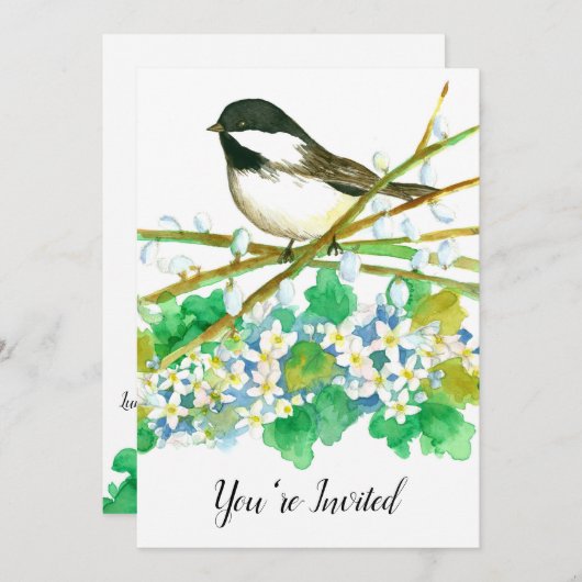 《鳥》アメリカゴガラバード70th誕生日パーティーへの招待 招待状 (正面/裏面)