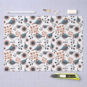 《鳥》アメリカゴガラフローラルパターンマウブブルーラスト 薄葉紙 (クラフト)