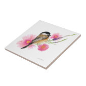 《鳥》アメリカゴガラブラックキャッピング花水彩アート タイル (側面)