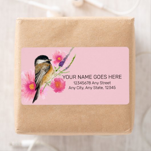 《鳥》アメリカゴガラブラックキャップ水彩アートラベル ラベル (インサイチュ)