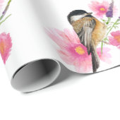 《鳥》アメリカゴガラブラックキャップ水彩アート ラッピングペーパー (ロールコーナー)