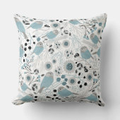 《鳥》アメリカゴガラブルーグレーパターン クッション (正面)