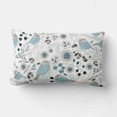 《鳥》アメリカゴガラブルーグレーパターン ランバークッション (正面)