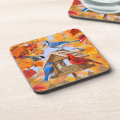 《鳥》アメリカゴガラブルーバード(鳥)ショウジョウコウカンチョウブルージェイ紅葉 コースター (左側)