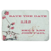 《鳥》アメリカゴガララブバードさくらんぼ花が日付を保存 マグネット (横)