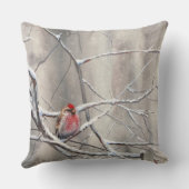 《鳥》アメリカゴガラ及びRedpollのリバーシブルのアクセントの枕 クッション (裏面)