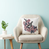 《鳥》アメリカゴガラ咲くさくらんぼ枝 クッション (椅子)