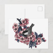 《鳥》アメリカゴガラ咲くさくらんぼ枝 ポストカード (正面/裏面)