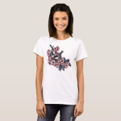 《鳥》アメリカゴガラ咲くさくらんぼ枝 Tシャツ (正面フル)