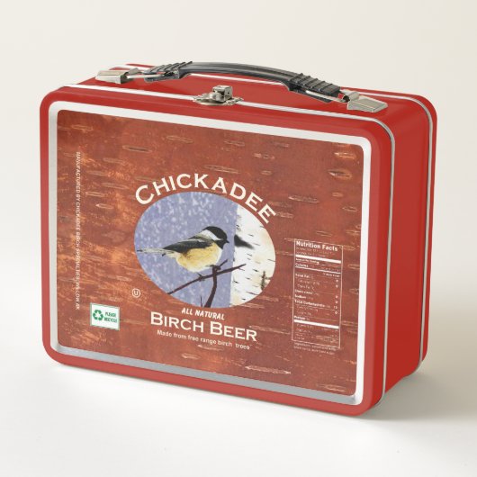 《鳥》アメリカゴガラ樺の木ビアラベル メタルランチボックス (正面)