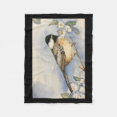 《鳥》アメリカゴガラ水彩フリースブランケット花模様 フリースブランケット (正面)