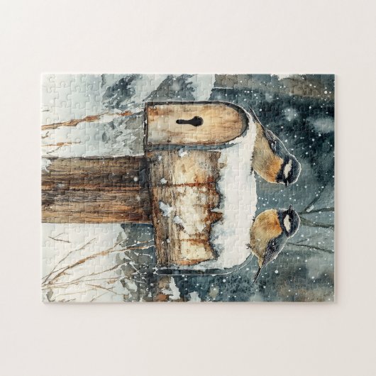 《鳥》アメリカゴガラ素朴鳥付き郵便箱 ジグソーパズル (横)