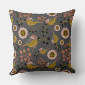 《鳥》アメリカゴガラ金ゴールドピンクブラックパターン クッション (裏面)