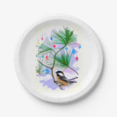 《鳥》アメリカゴガラ鳥の木の紙プレート ペーパープレート (正面)