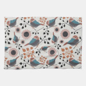 《鳥》アメリカゴガラ鳥及びベリーパターンフローラデザイン キッチンタオル (横)