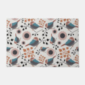 《鳥》アメリカゴガラ鳥及びベリーパターンフローラデザイン ドアマット (正面)