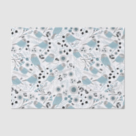 《鳥》アメリカゴガラ鳥可愛いブルーグレイ花の果実 薄葉紙