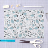 《鳥》アメリカゴガラ鳥可愛いブルーグレイ花の果実 薄葉紙 (クラフト)