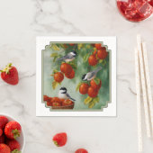 《鳥》アメリカゴガラ鳥類林檎の収穫 スタンダードカクテルナプキン (インサイチュ)
