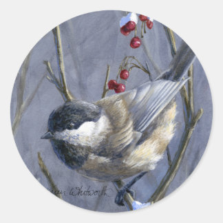 《鳥》アメリカゴガラ&ベリー冬の雪 ラウンドシール