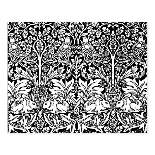 鳥、ウサギフローラ – ウィリアム・モリス ラバースタンプ (インプリント)