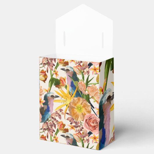 鳥、オレンジ色の春の花、熱帯イラストレーション フェイバーボックス (オープン)