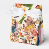 鳥、オレンジ色の春の花、熱帯イラストレーション フェイバーボックス (正面サイド)