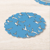 鳥 – カモメの群れ ペーパーコースター (アングル)