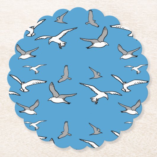 鳥 – カモメの群れ ペーパーコースター (正面)