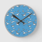 鳥 – カモメの群れ ラウンド壁時計 (正面)