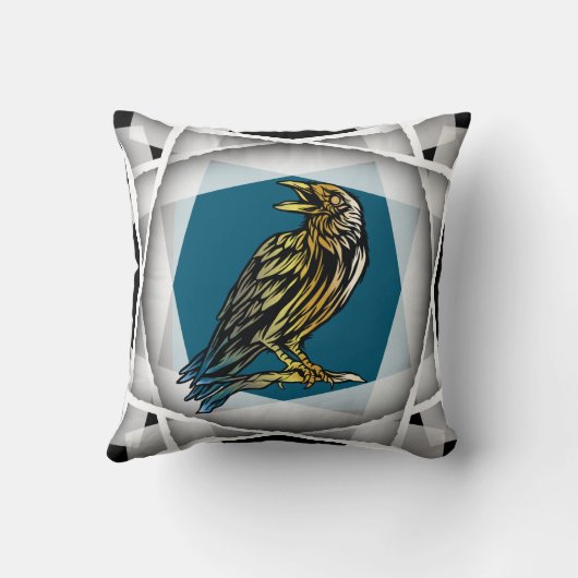 鳥、カラス、カラス クッション (裏面)